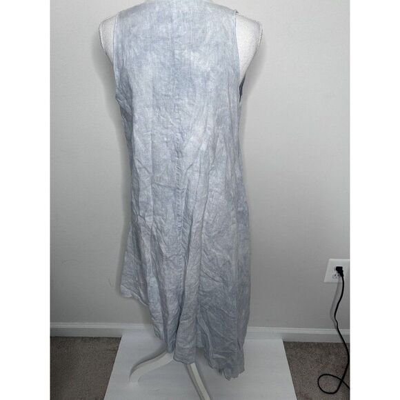 Steel Pony Linen Wearable Art Boho Lagenlook Tunic Dress Small Midi Length Gray - Picture 4 of 16